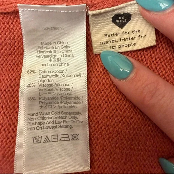 Madewell V-Neck Sweater in Warm Coral - Picture 8 of 8